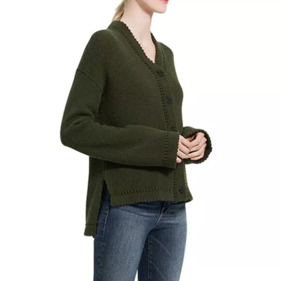 Theory Karenia Felted Wool And Cashmere Cardigan in Olive Green Size Small - Picture 8 of 16